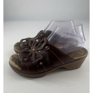 Dansko Serena Flower Cut Out Brown Leather Sandal Size EU 39 US 8.5 Women Shoes